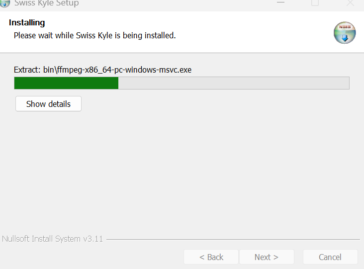 Installer extracting a bundled per-platform ffmpeg sidecar binary